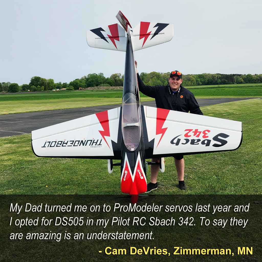 Cam DeVries' Pilot RC Sbach 342 with PRO MODELER DS505 servos