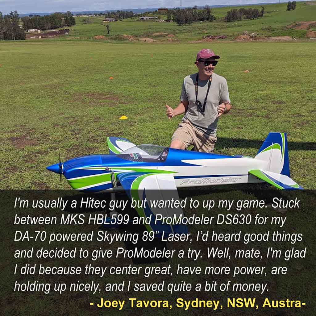 Joey Tavora's Skywing with PRO MODELER DS630 servos