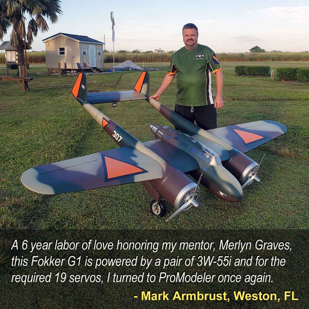 Mark Armbrust Graves' Fokker G1 with PRO MODELER DS75 / 90 / 270 / 360 servos